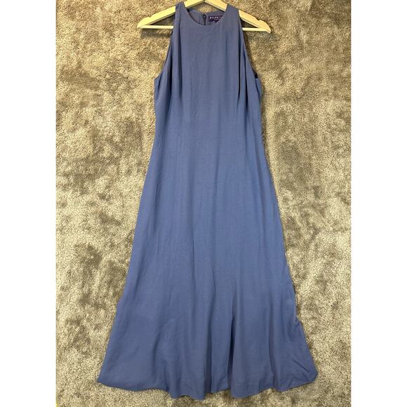 Ralph Lauren Collection Purple Label 6 S Blue Crepe High Neck Maxi Sheath Dress - Picture 1 of 7